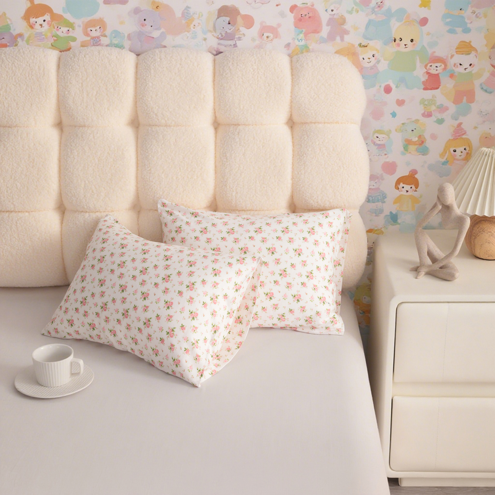 2个针织棉幼儿枕套，柔软透气的婴儿枕套，带信封封口