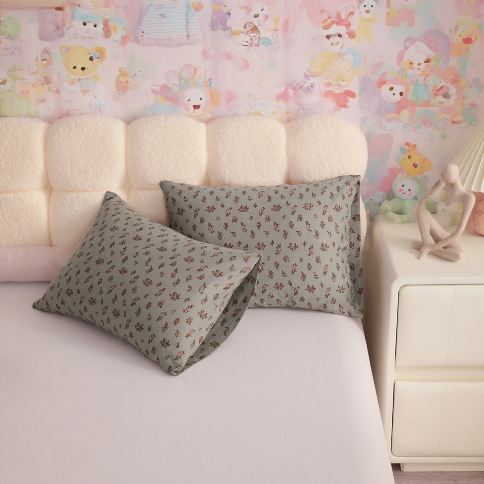 2个针织棉幼儿枕套，柔软透气的婴儿枕套，带信封封口