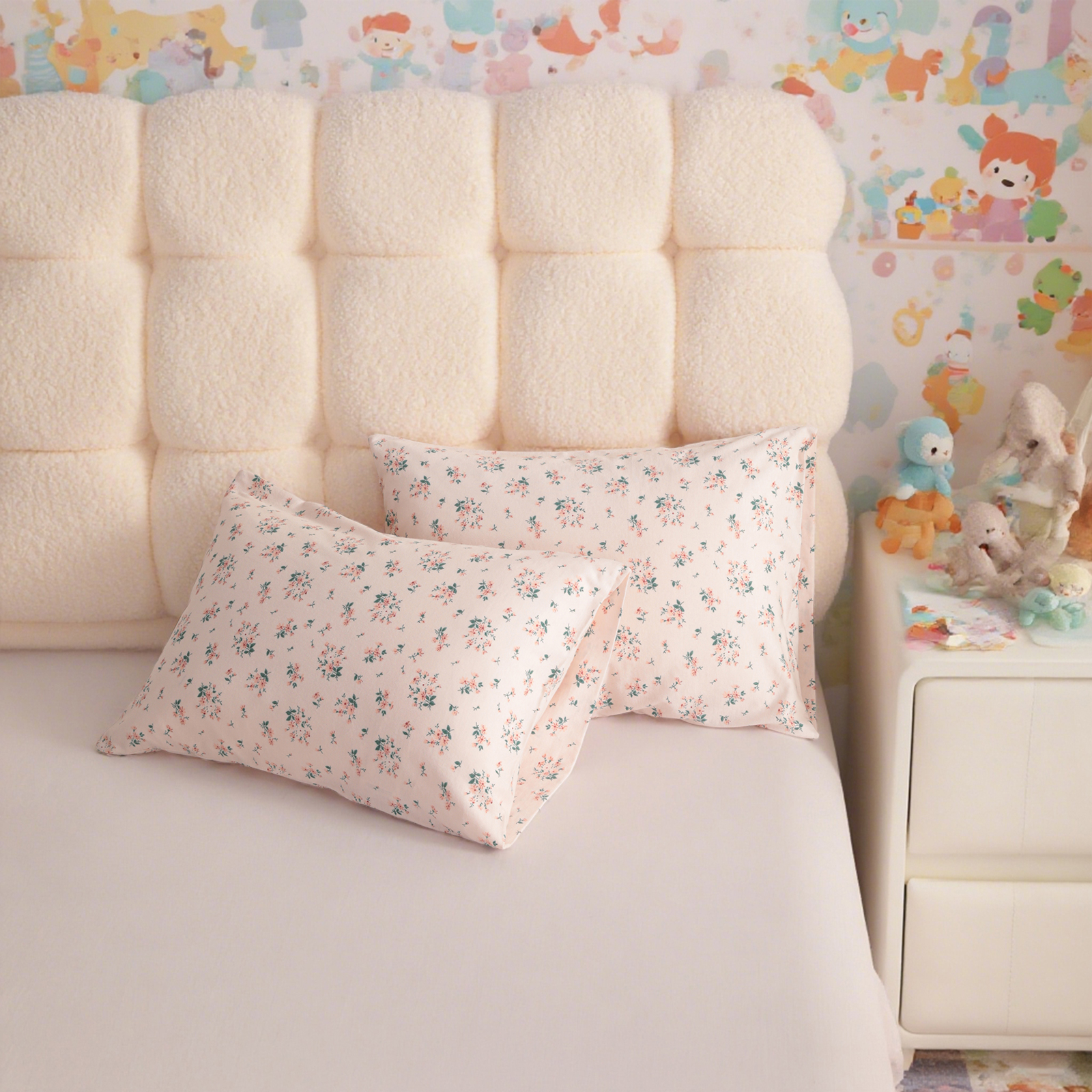 2个针织棉幼儿枕套，柔软透气的婴儿枕套，带信封封口