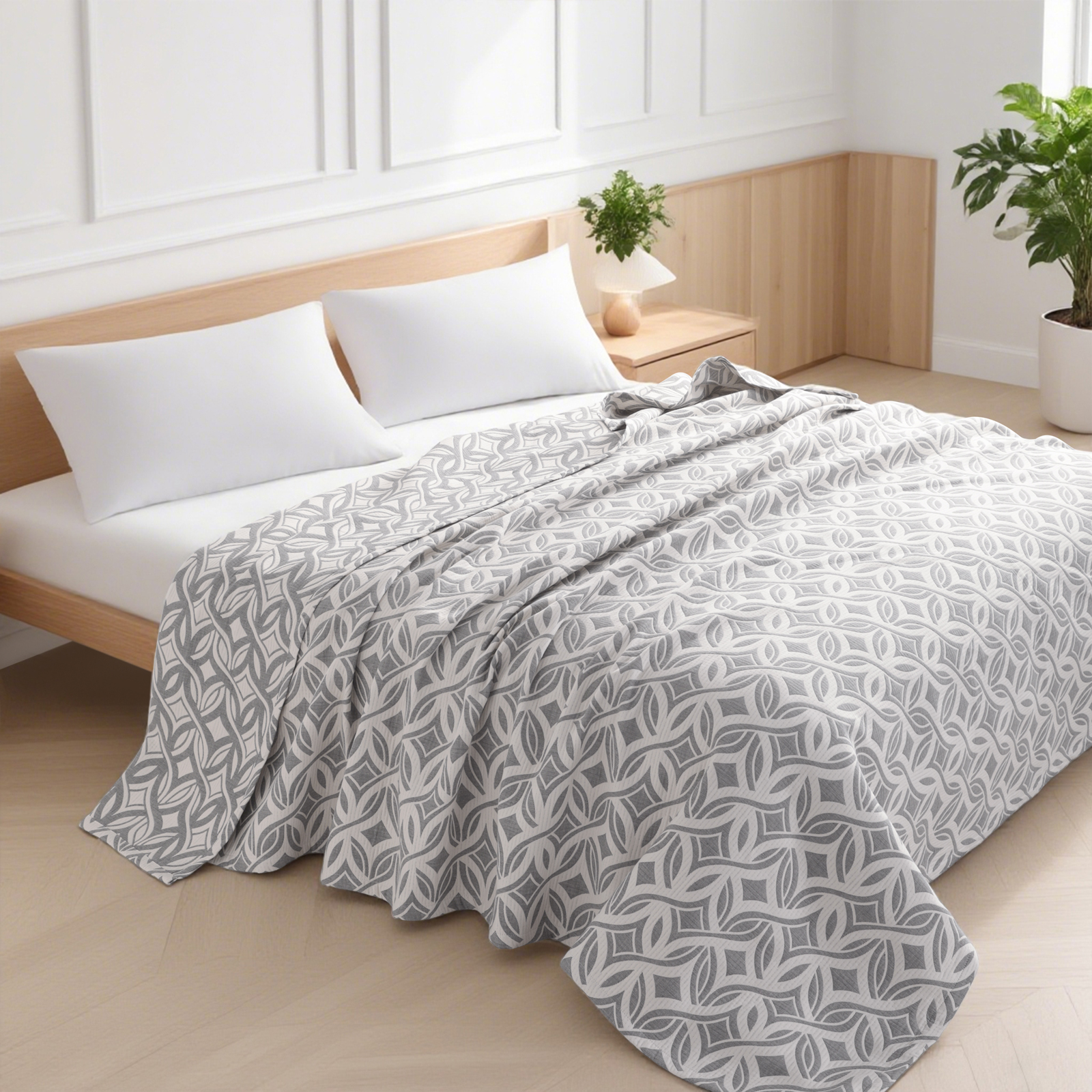 3 层纯棉薄纱床毯，柔软透气，成人用双层被，适用于四季沙发