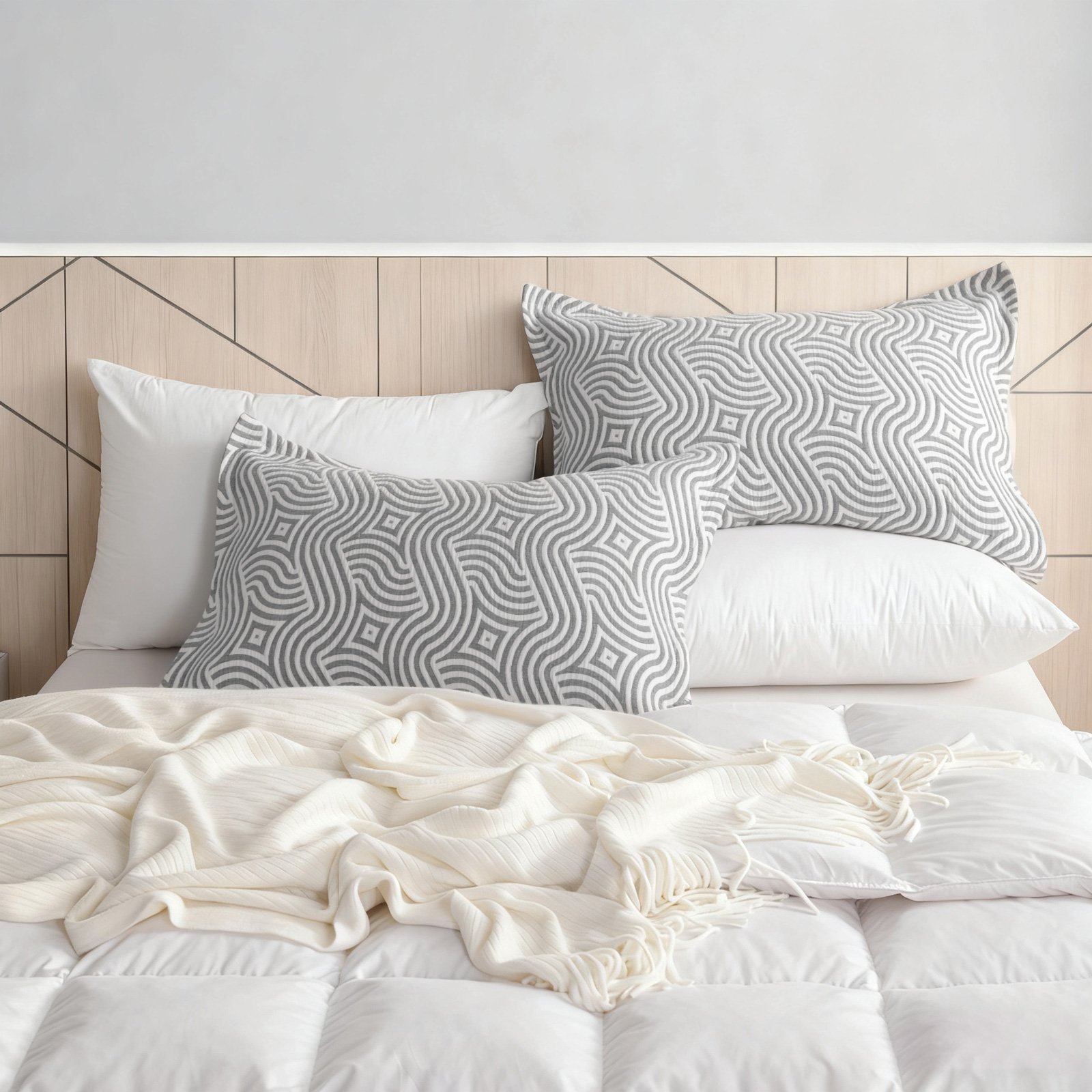 Cotton Pillow Shams, 3 Layer Muslin Breathable Soft Thermal Yarn Dyed Sham Covers, 2 Pack，with Envelope Closure