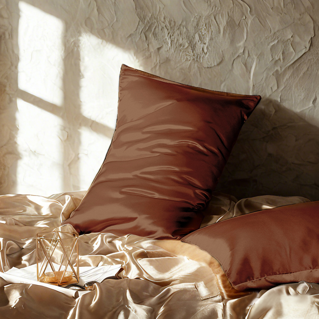 2个有光色丁枕套，奢华丝滑枕套，信封式封口，适合头发和皮肤