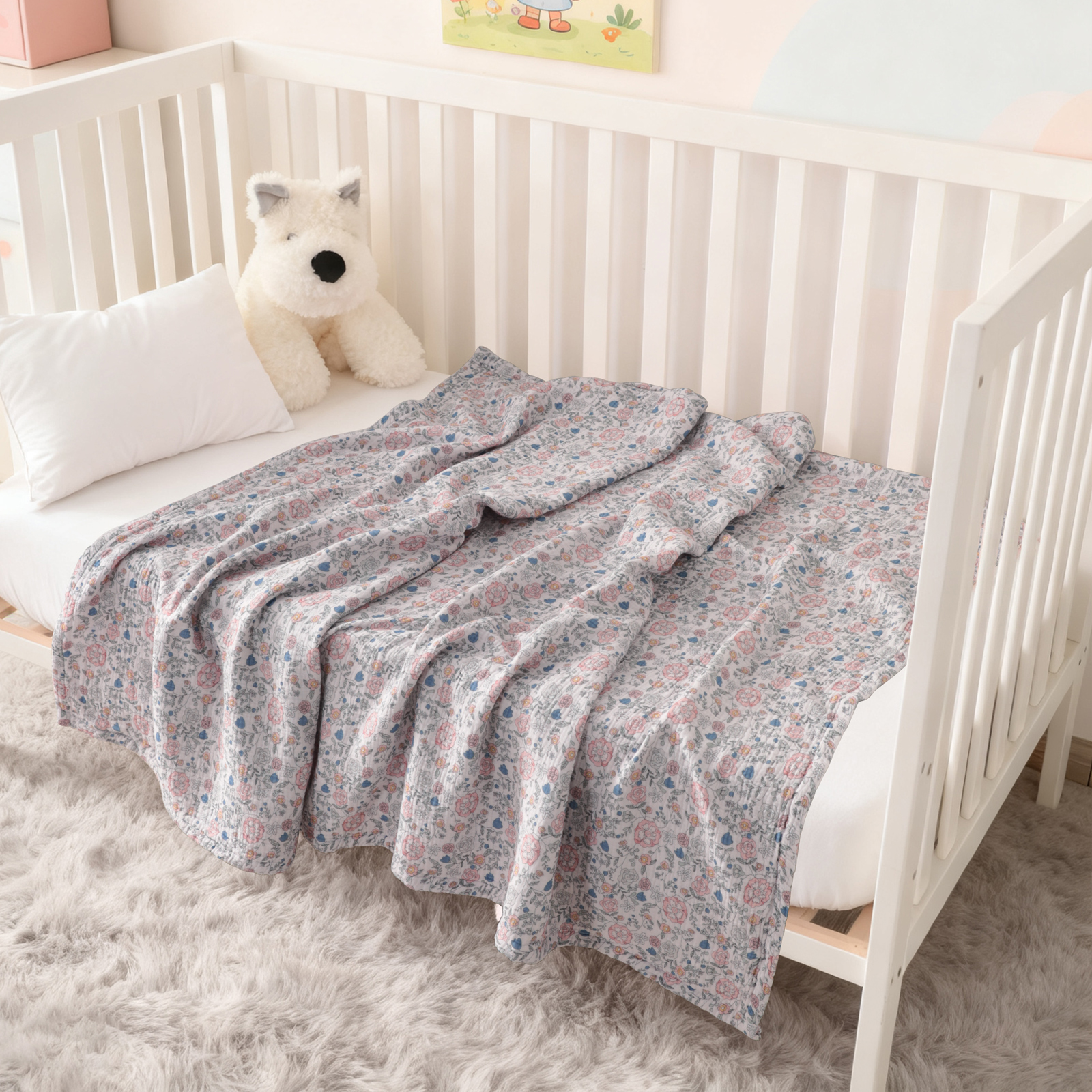 Pure Cotton four-layer gauze baby blanket, soft and breathable, nap blanket, suitable for newborns and infants, all seasons