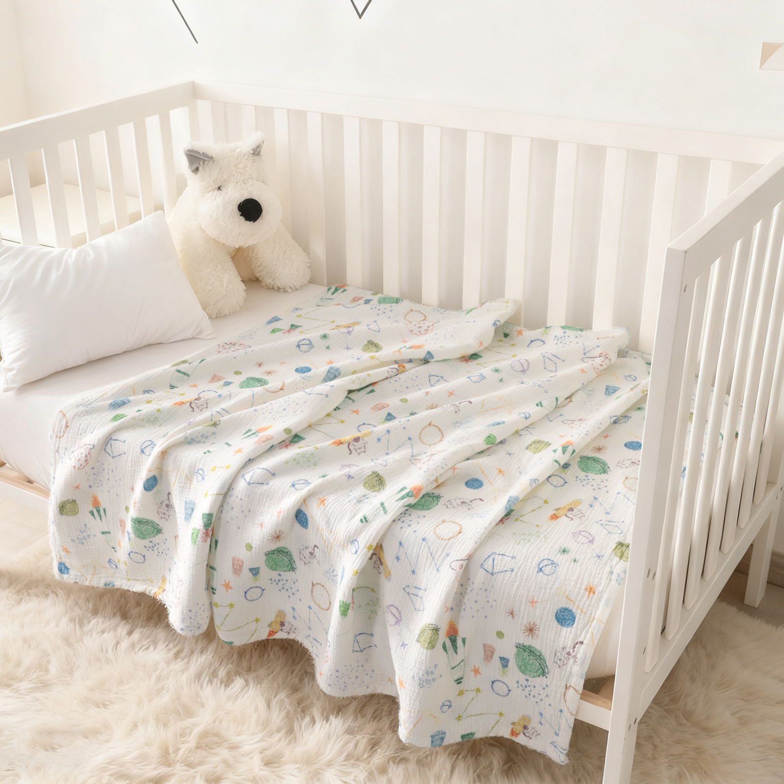 Pure Cotton four-layer gauze baby blanket, soft and breathable, nap blanket, suitable for newborns and infants, all seasons