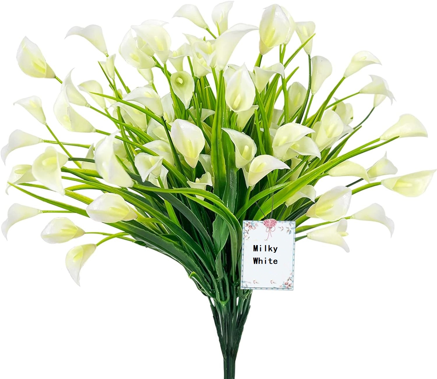 20 Bundles Calla Lily (500 Heads) Artificial Flowers for Outdoors, Fake Plants UV Resistant Faux Plastic Fake Flowers for Indoor Planter Home Porch Spring Summer Cemetery Decor