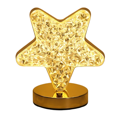 Star Table Lamp, Stepless Dimmable Touch Lamp with 3 Colors, Rechargeable Night Light with USB Port, Crystal Star Light Bedside Lamp for Nightstand Desk Bedroom Living Room Home Decor
