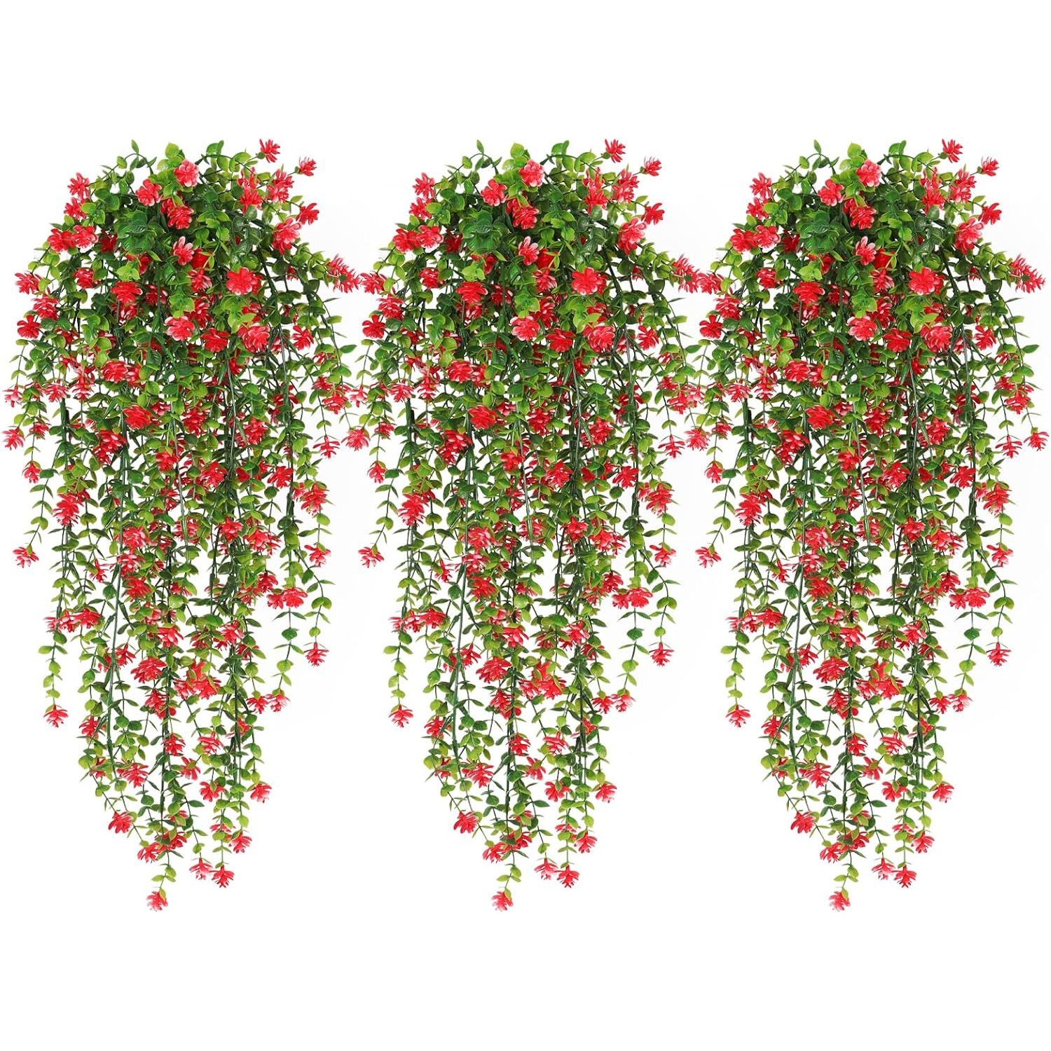 仿真绿植壁挂 仿真尤加利茶花藤桉树叶藤条吊兰垂挂花艺装饰