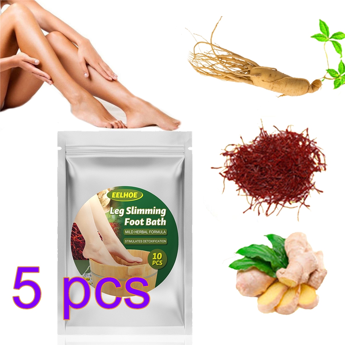 50个淋巴排毒生姜足浴包，足部护理水疗放松肌肉，天然艾草足浴包，瘦腿足浴包