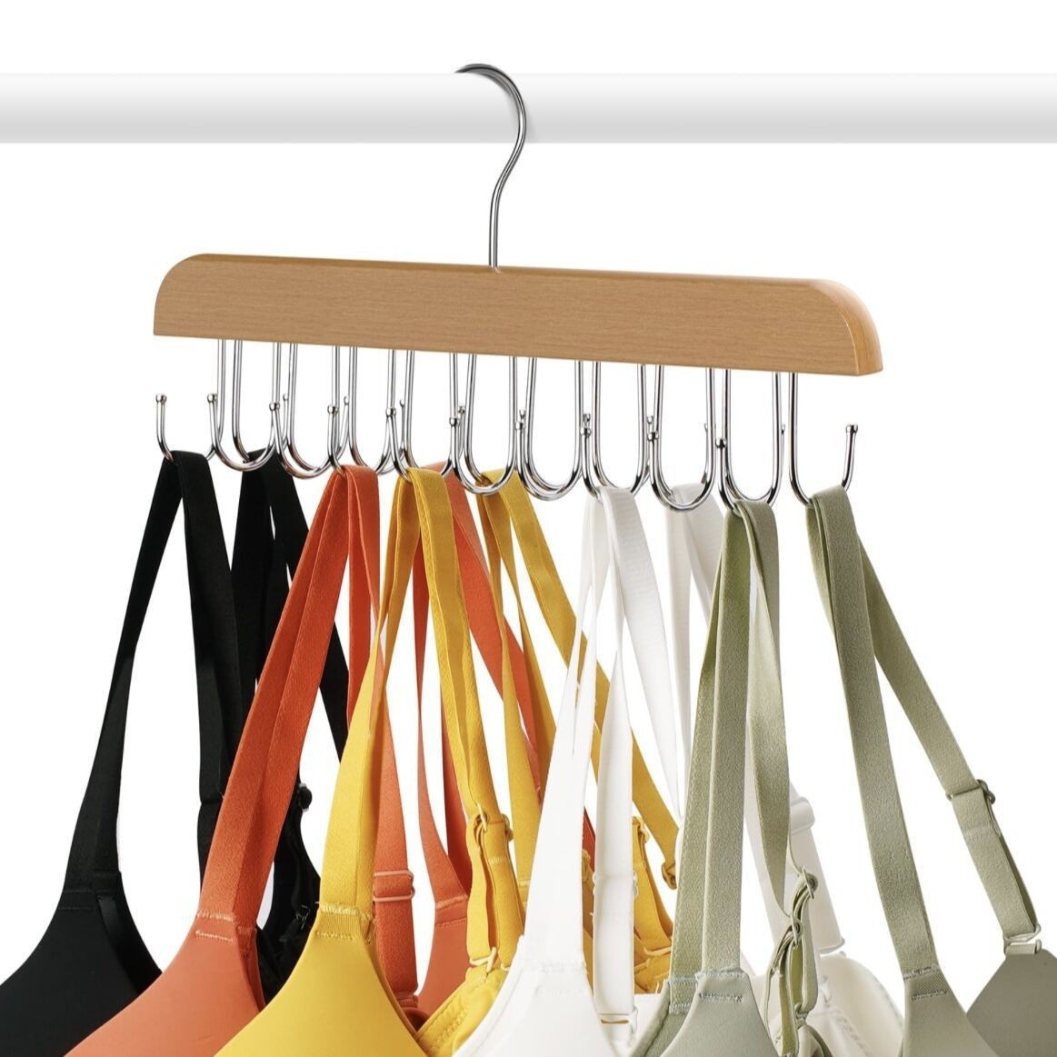 亚马逊20钩吊带领带挂钩腰带帽子架子家用跨境实木皮带收纳衣架木