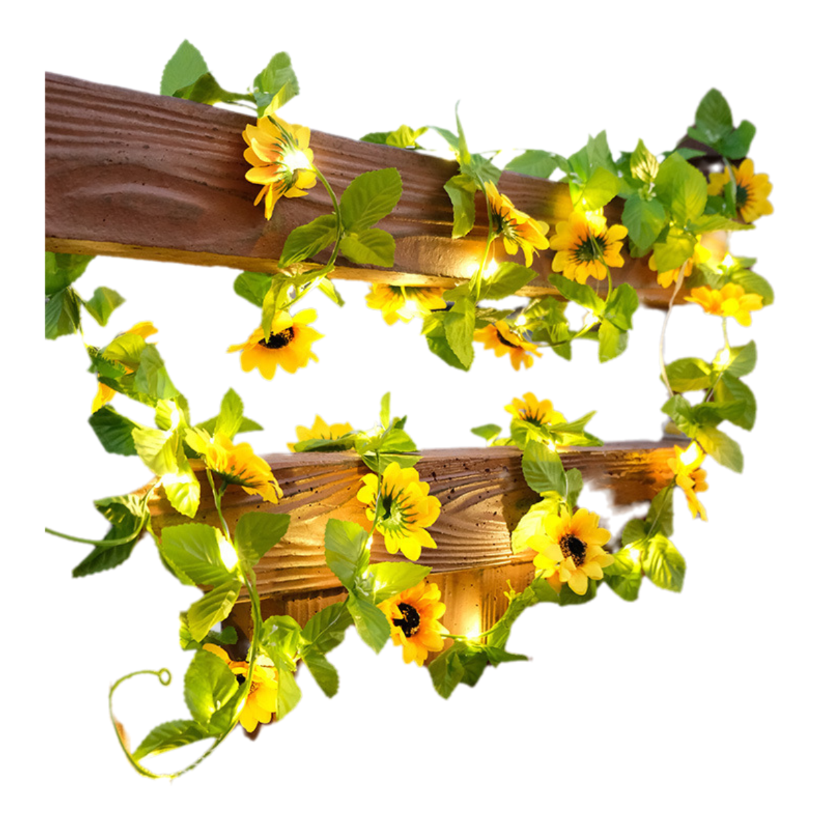 50 个 LED 人造向日葵灯串（带遥控），16.4 英尺带灯向日葵花环，电池供电花朵灯串，适用于卧室、婚礼、生日派对、家庭花园装饰