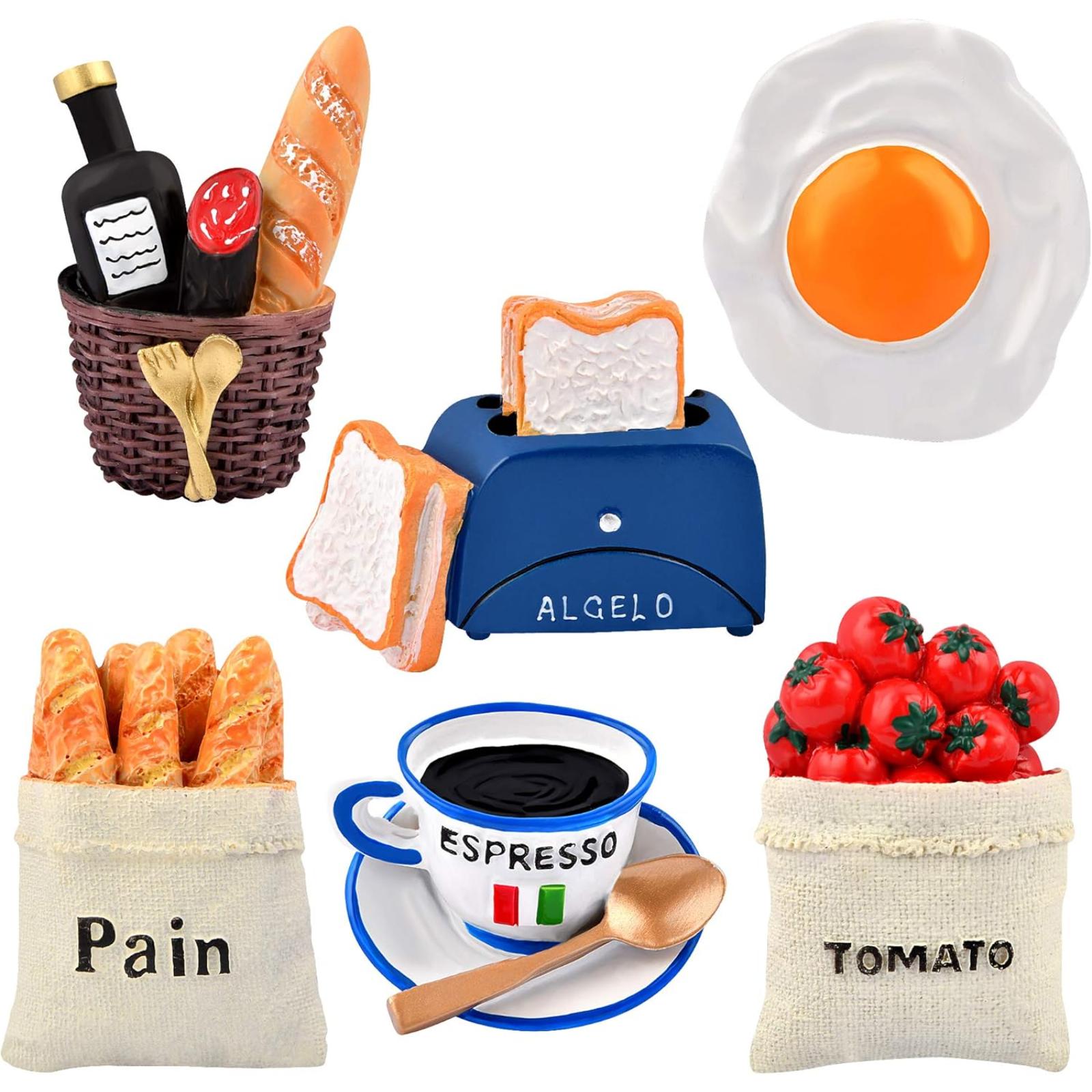 欧式仿真面包早餐微缩模型牛奶培根煎鸡蛋平底锅树脂冰箱贴创意磁铁