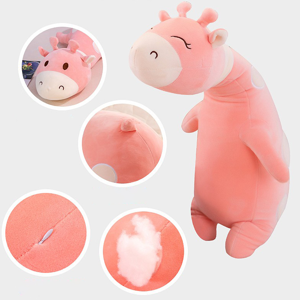 粉色 90 厘米毛绒小鹿毛绒填充动物枕头，可爱毛绒玩具儿童毛绒玩具枕头