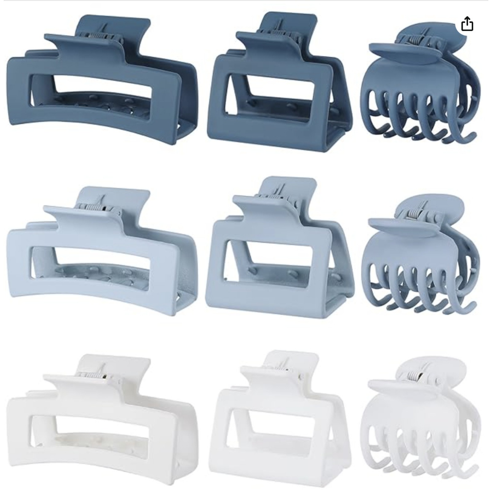 9 Pack Matte Square Hair Claw Clips for Women Strong Hold Neutral Claws Different Shapes and Sizes for Different hair types