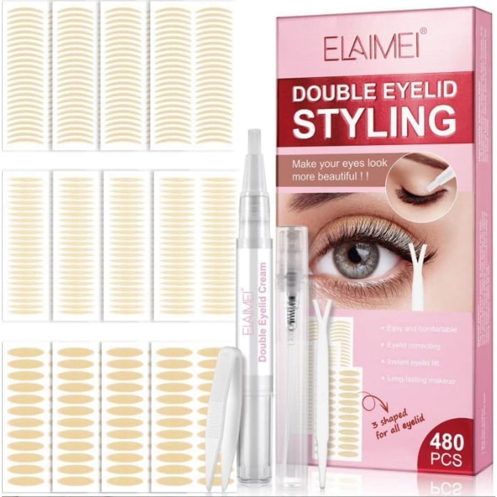Eyelid Lifter Strips 480PCS 3 Types, Invisible Double Tape for Hooded Eyes, Instant Eye Lift Without Surgery for Droopy, Uneven, Mono-Eyelids