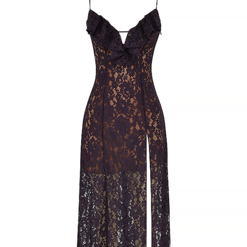 深V吊带连衣裙无袖开衩优雅风礼服