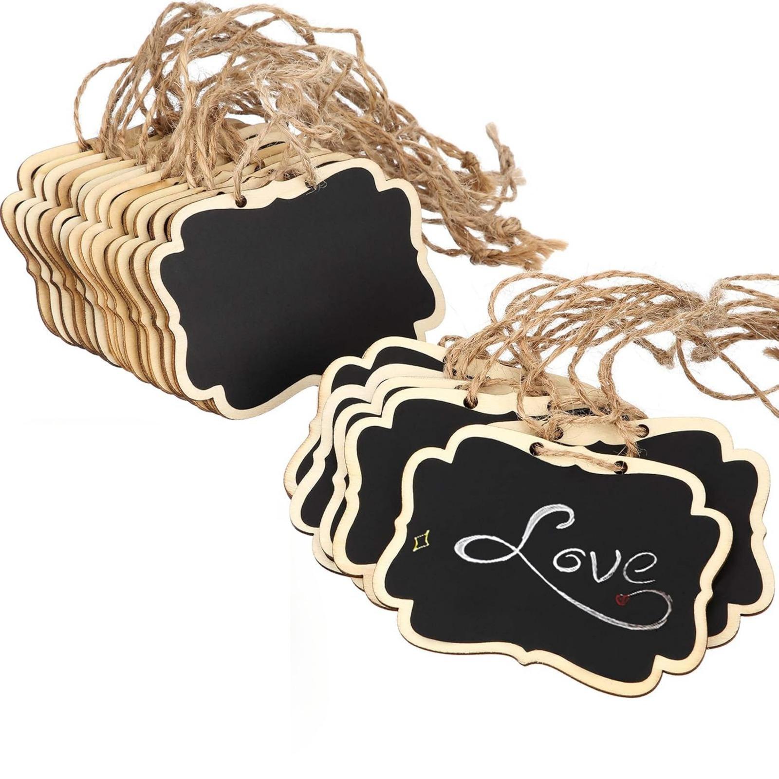 Wooden Mini Chalkboard Signs - Hanging Chalkboard Labels, Ideal Price Tags, Message Tags