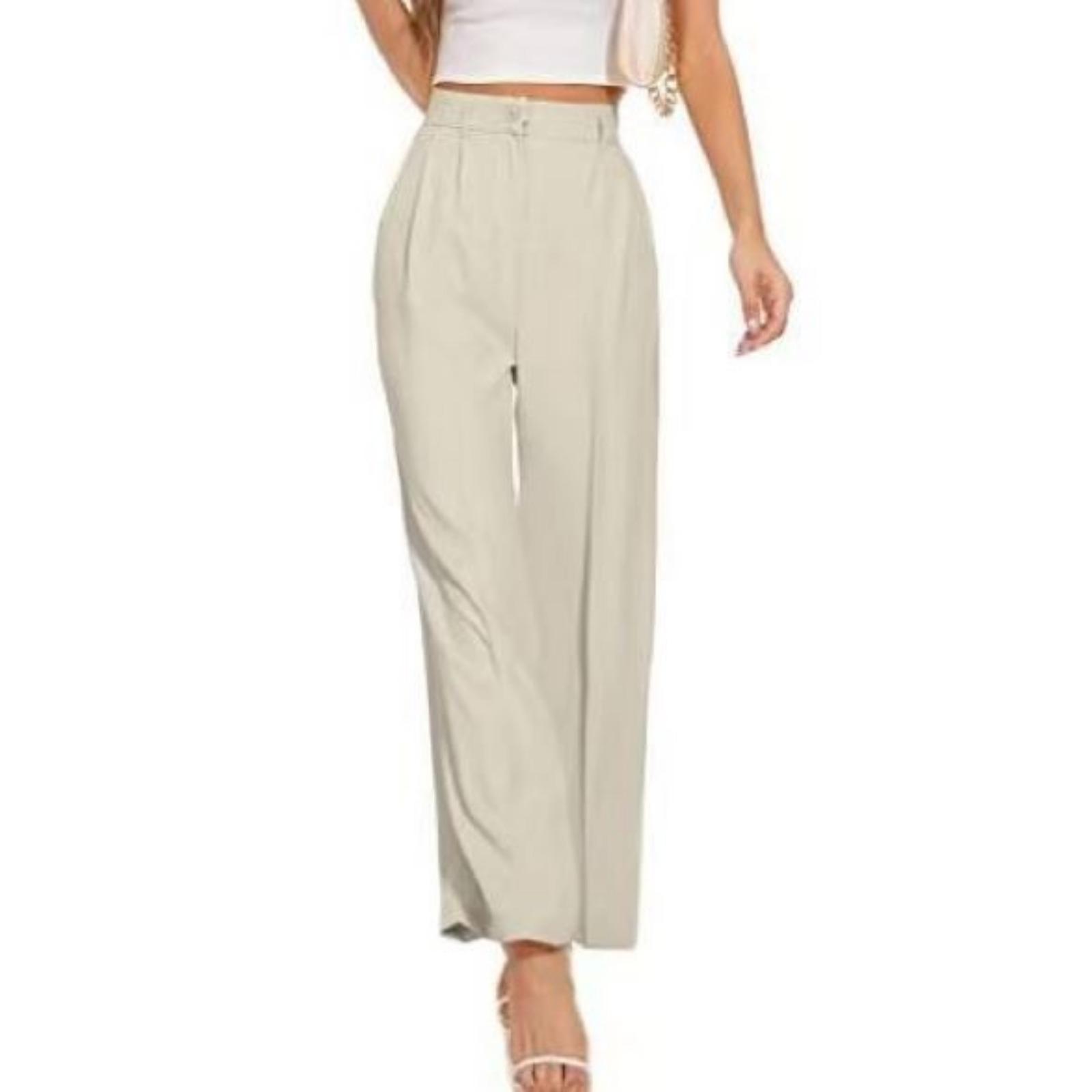 亚马逊通勤垂感显瘦高腰纯色阔腿裤休闲西裤