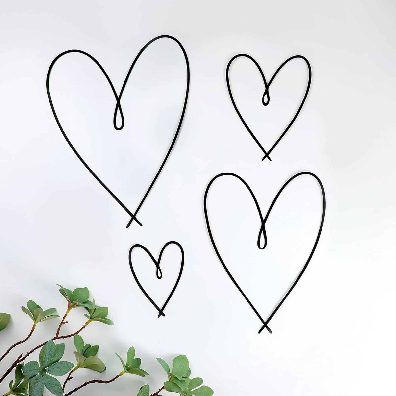4 Pieces Metal Heart Wall Art Decor Love Heart Wall Sign Ornaments for Bedroom Living Room Decoration