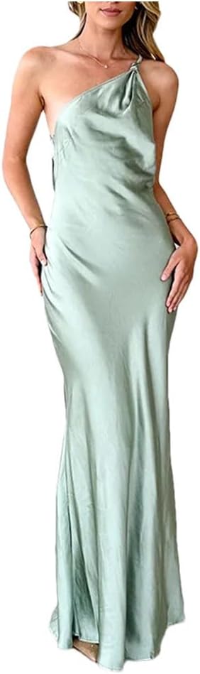 女性性感斜领带无背派对修身连衣裙春季和长连衣裙