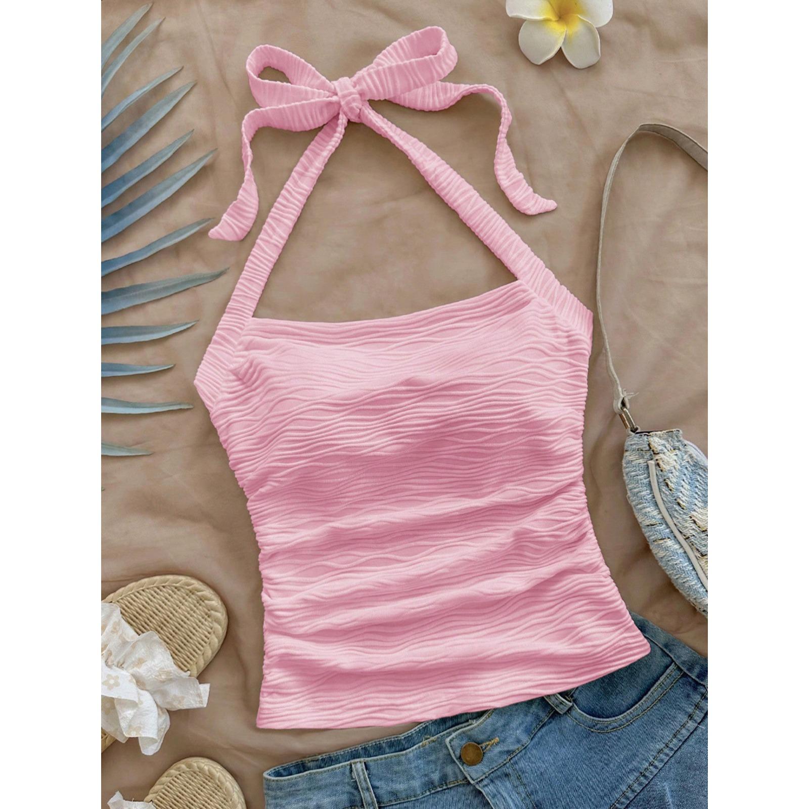 2025夏季新款欧美风小背心性感系带吊带上衣女