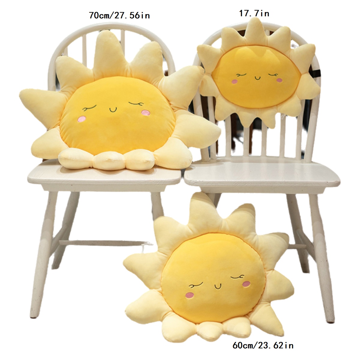 45cm 太阳形状的枕头，可爱的太阳椅垫，椅子靠垫，柔软的毛绒玩具枕头