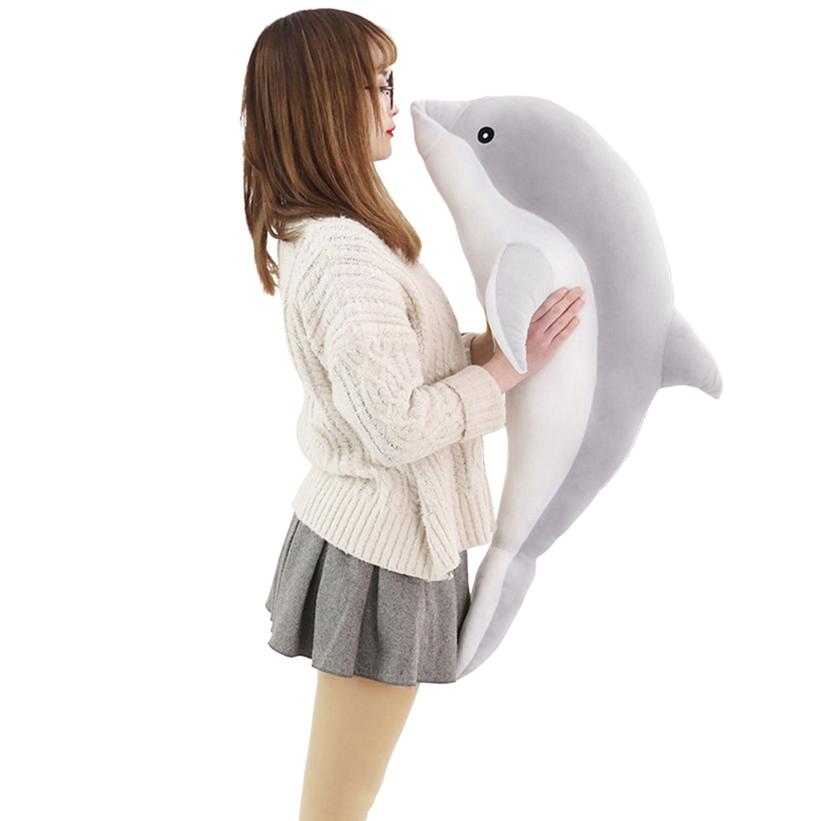  Grey Dolphin Filled Animal Plush Pillow, Super Soft Doll,  Marine Animal Plush Toy, Suitable for Boys and Girls as a Sleeping mat Gift, 19.69