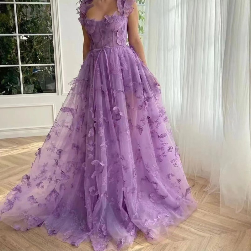 气质长款宴会优雅蕾丝纱裙连衣裙