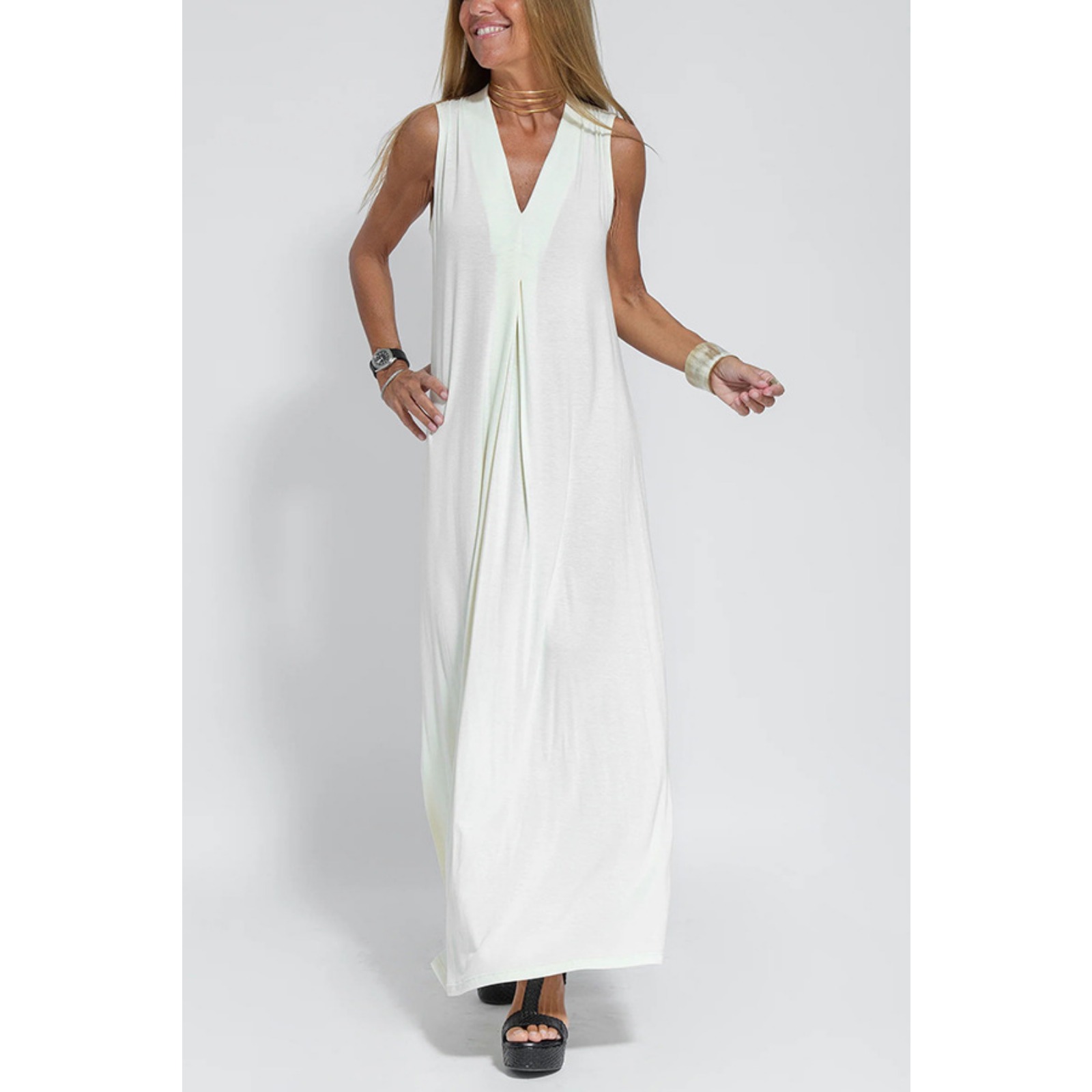 Summer Dresses for Women 2025 Maxi Dresses Casual Collared V-Neck Sleeveless Sundresses Split Beach Vacation Outfits