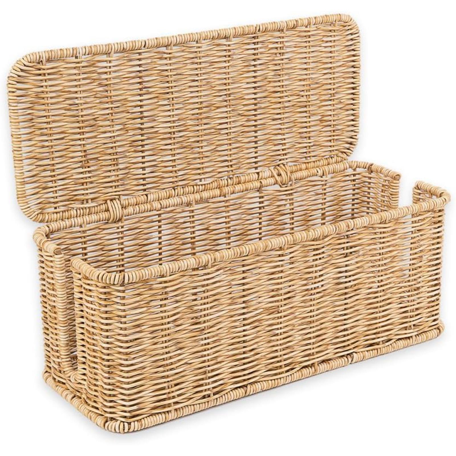 桌面电缆管理盒手织仿藤绳隐藏器带盖电源线插座插排盒数据线遮挡