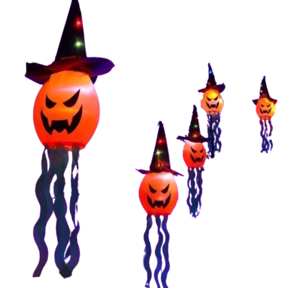 Halloween Decorations Outdoor Decor Hanging Lighted Glowing Pumpkin Witch Hat Scary Orange Halloween Decorations for Indoor Outside Party Yard Tree Garden 