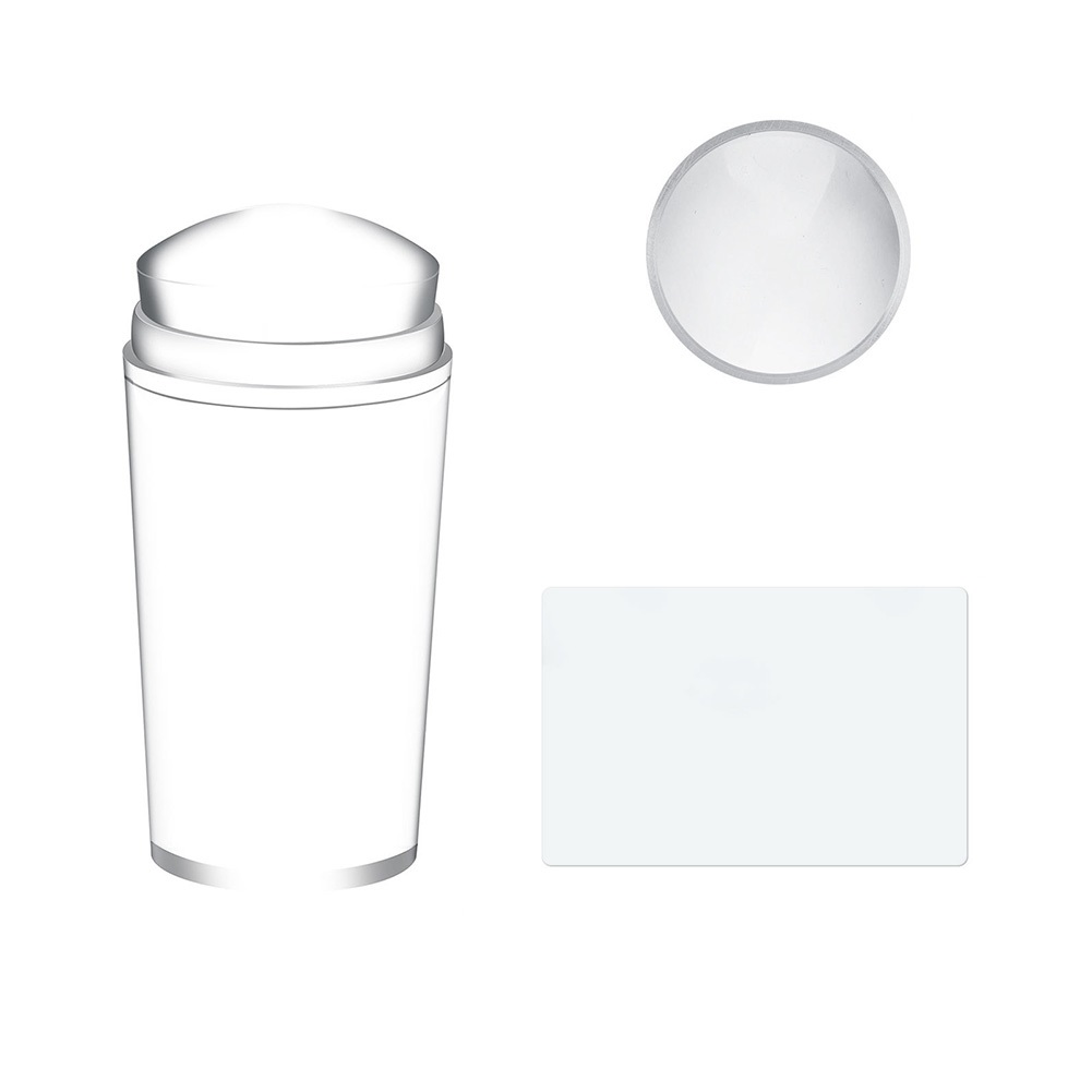 美甲印章器，透明硅胶印章果冻，带刮刀，透明可见本体，不会错位，适用于 DIY 美甲装饰，家庭美甲沙龙入门工具，法式尖头印章，可使用 200 次（透明）