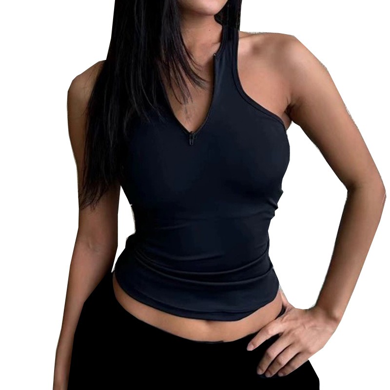 Women's Workout Tank Top Zip-Front Sports Bra High-Impact Training Shirt Moisture-Wicking Gym Wear Yoga Running Top