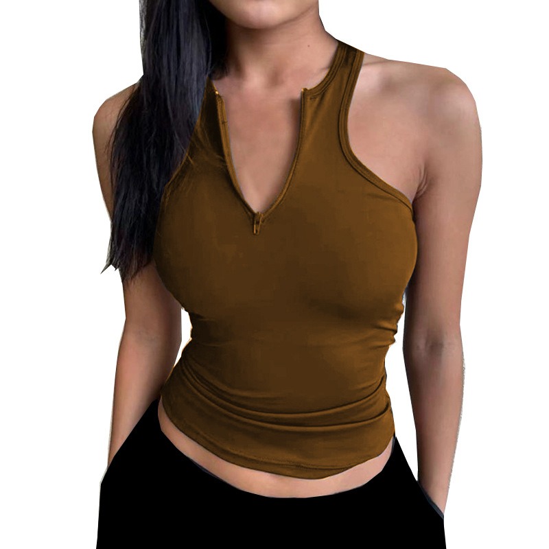 运动健身背心女含胸垫高弹速干拉链瑜伽跑步训练上衣