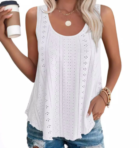 Casual Round Neck Sleeveless T-Shirt - Women's Loose Fit Breathable Tank Top (Multiple Colors Available)