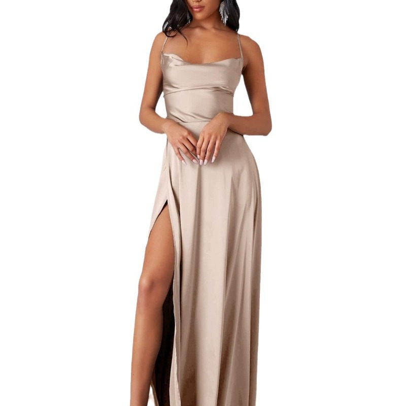 女装性感显瘦修身露背吊带收腰礼服长裙