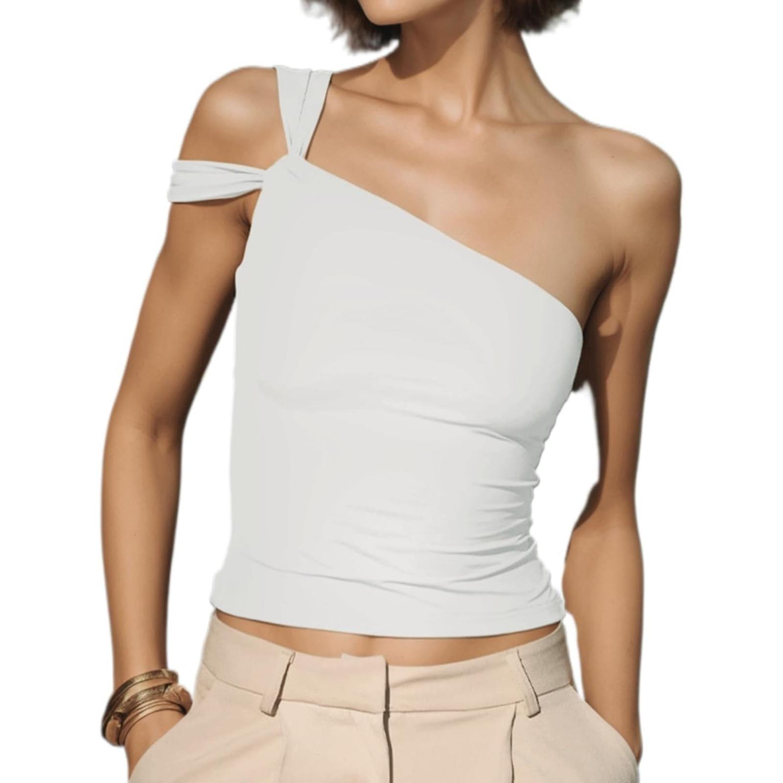 欧美风女装设计感不规则露肩抹胸