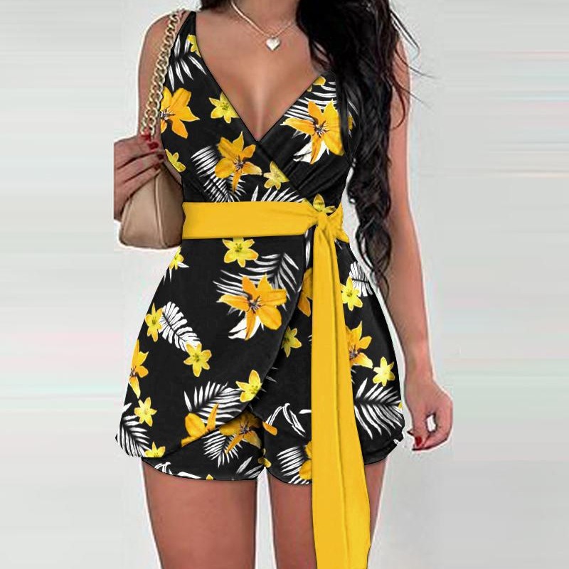 女装v领腰带短裤时尚休闲女套装显瘦