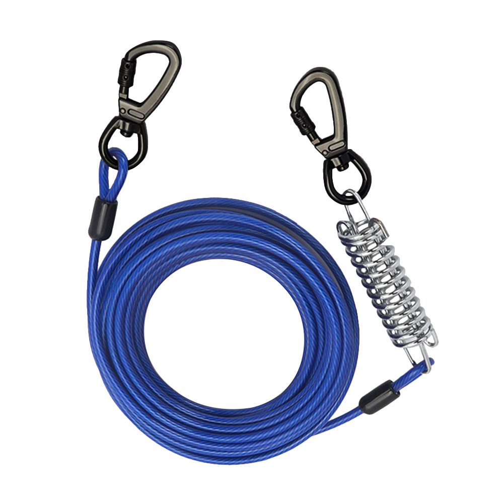 Blue 16.4/32.8 Ft Dog Tie Out Cable,Steel Wire Dog Runner for Yard,Dog Leash Cable with Durable Superior Clips,Suitable for pets  to 176 lbs