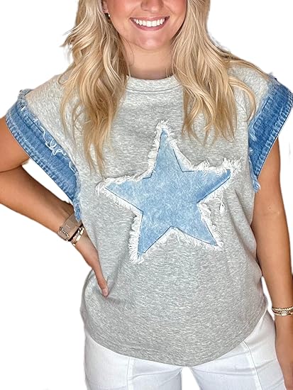 女子帽袖图形明星衬衫圆领休闲宽松套头上衣可爱的夏季学院装