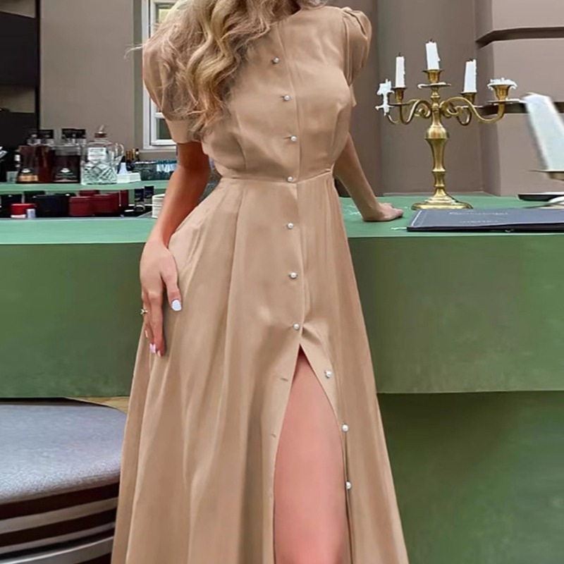 Women's Slim Fit Wrap Dress Short Sleeve High-Waist Floral Dress Elegant Summer Dress Flattering Belted Midi Dress