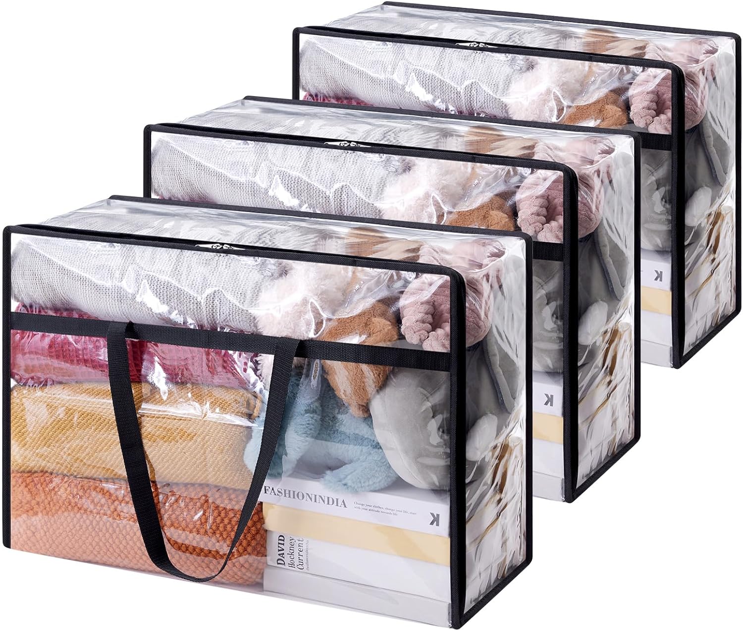 Clear Clothes Storage Bags,  Plastic Blanket Storage Bag, Vinyl Foldable Moving Bags with Zipper, Closet Organizers and Storage Containers for Bedding, Duvet, Comforter