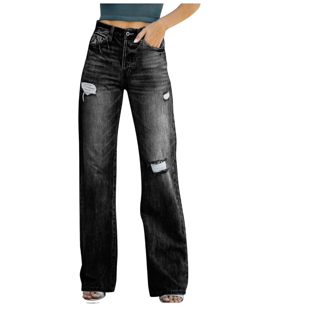 Wide Leg Jeans for Women High Waisted Baggy Wide Leg Denim Pants Vintage Distressed Stretchy Casual Jean Trousers Streetwear