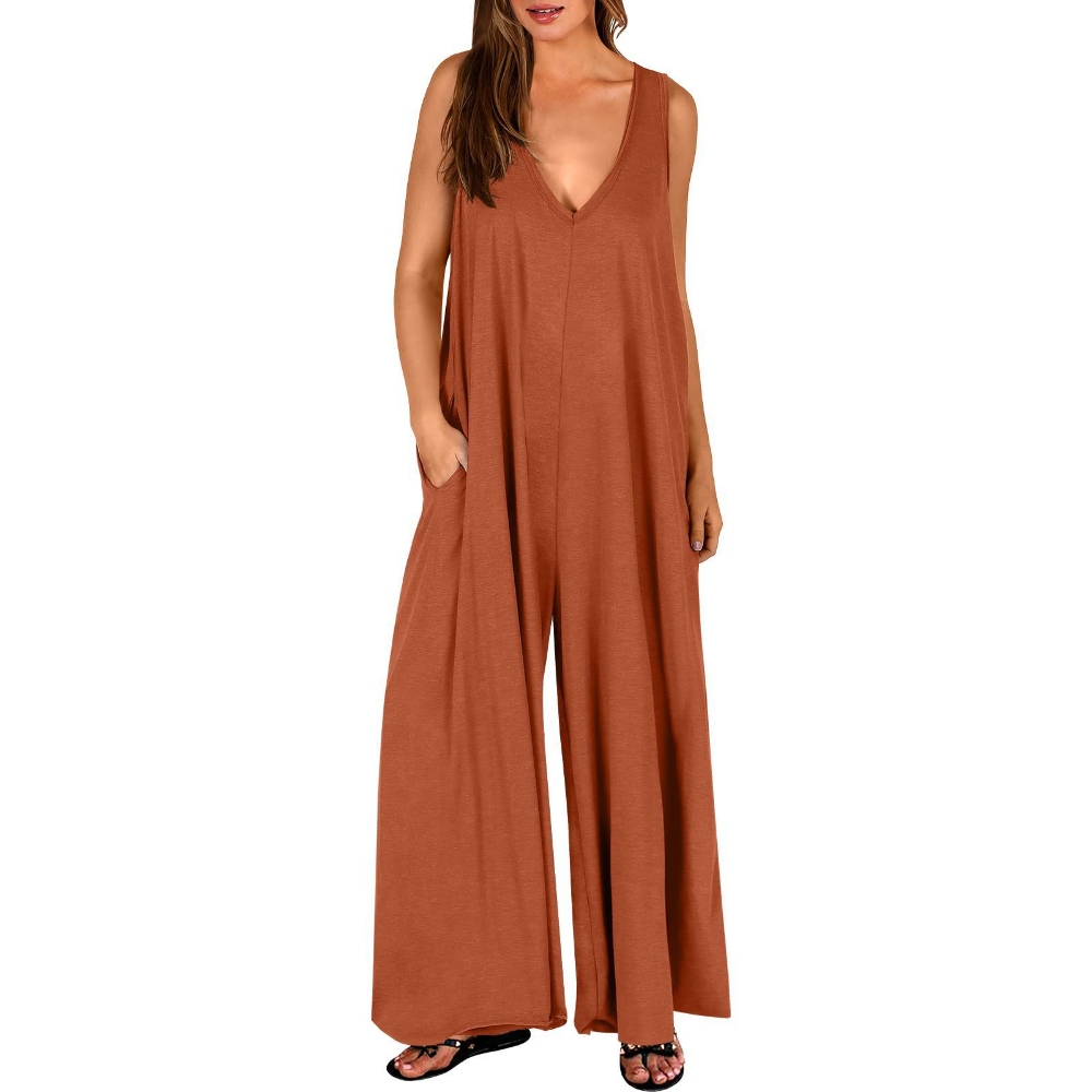 亚马逊独立站temu2025夏季清新休闲女装口袋连体裤薄款女士连体裤