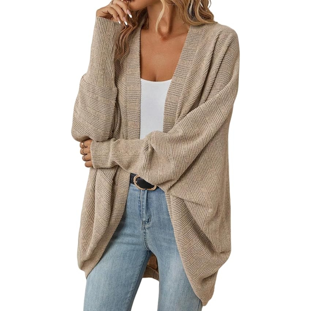 Women's Fashion Bat Sleeve Cardigan Loose Knitted Jacket Women's Cardigan Sweaters Oversized Chunky Knit Outwear