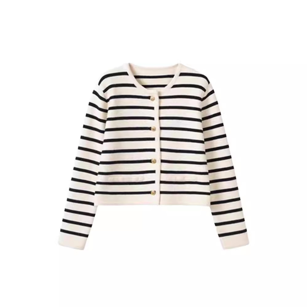Women Striped Cardigan Sweaters Fall Outfit Cloth Fashion Trendy Casual Long Sleeve Tops