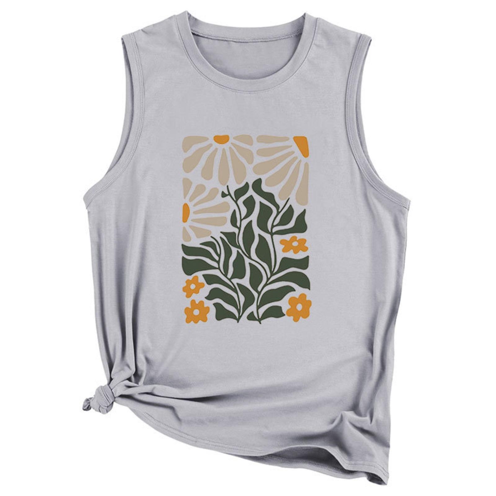 美式气质复古黄花图案宽松女士大背心批发跨境外贸