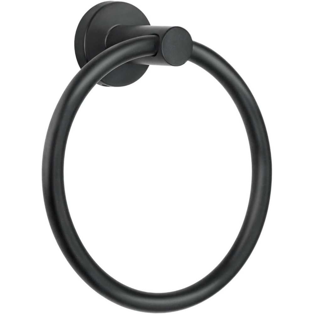 Towel Ring,Hand Towel Holder for Wall Mounted,Towel Holder,Towel-Racks, Bathroom Hardware Simple Round Towel Hanger SUS 304 Stainless Steel (Black)