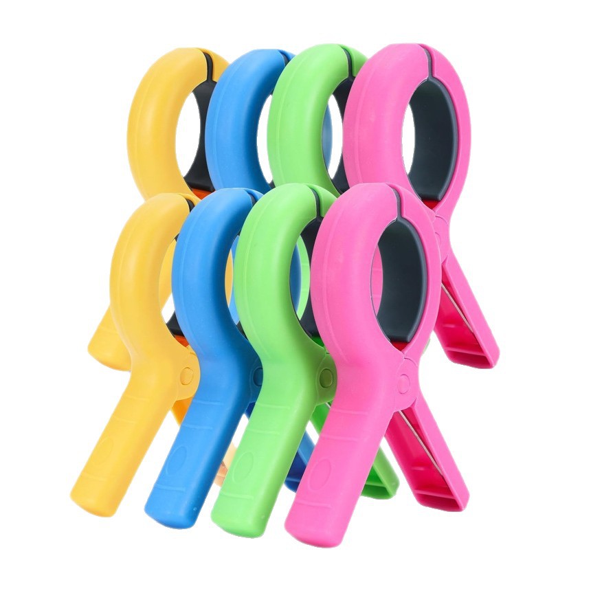 Large Beach Towel Clips for Beach Chairs 5.1 Inch, 8 Pack Towel Clip for Chair Cruise Pool, Clothes Pins Jumbo Size 4 Colors