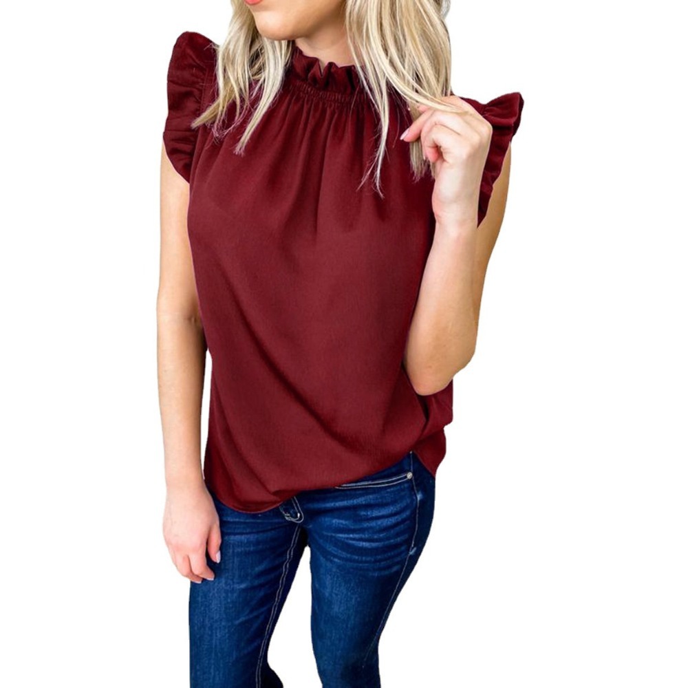 Womens Blouse 2025 Spring Summer Dressy Ruffle Short Sleeve Frill Shirt Tops Fashion Clothing