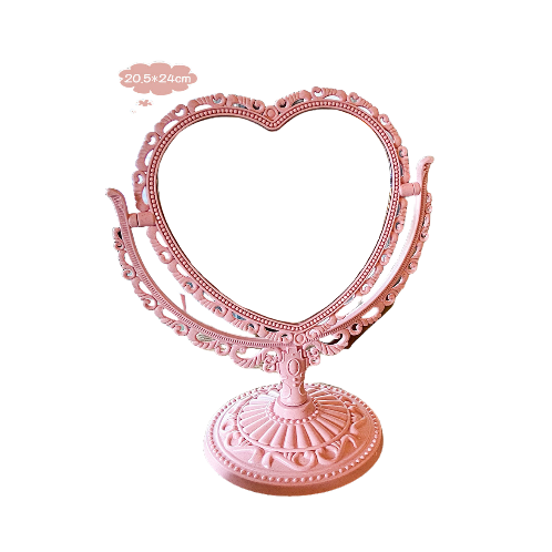 Vintage Vanity Mirror - Dual-Sided Rotating Tabletop Makeup Mirror with Detachable Stand, Large Oval Princess Mirror for Dressing Table, Bathroom & Bedroom (Classic European Retro Style)